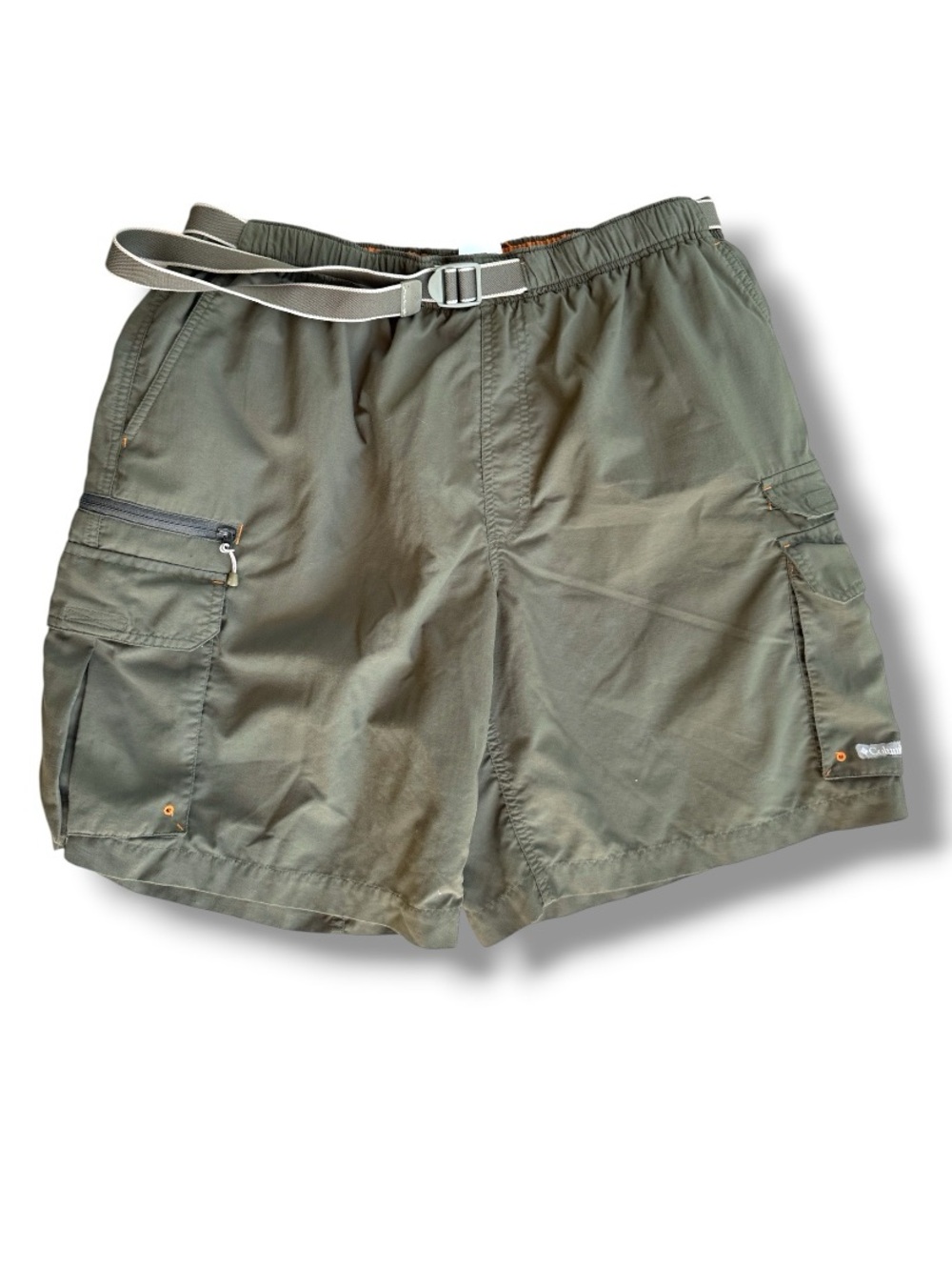 Columbia Men’s Olive Cargo Shorts w Built-In Belt Size Large - Picture 3 of 10